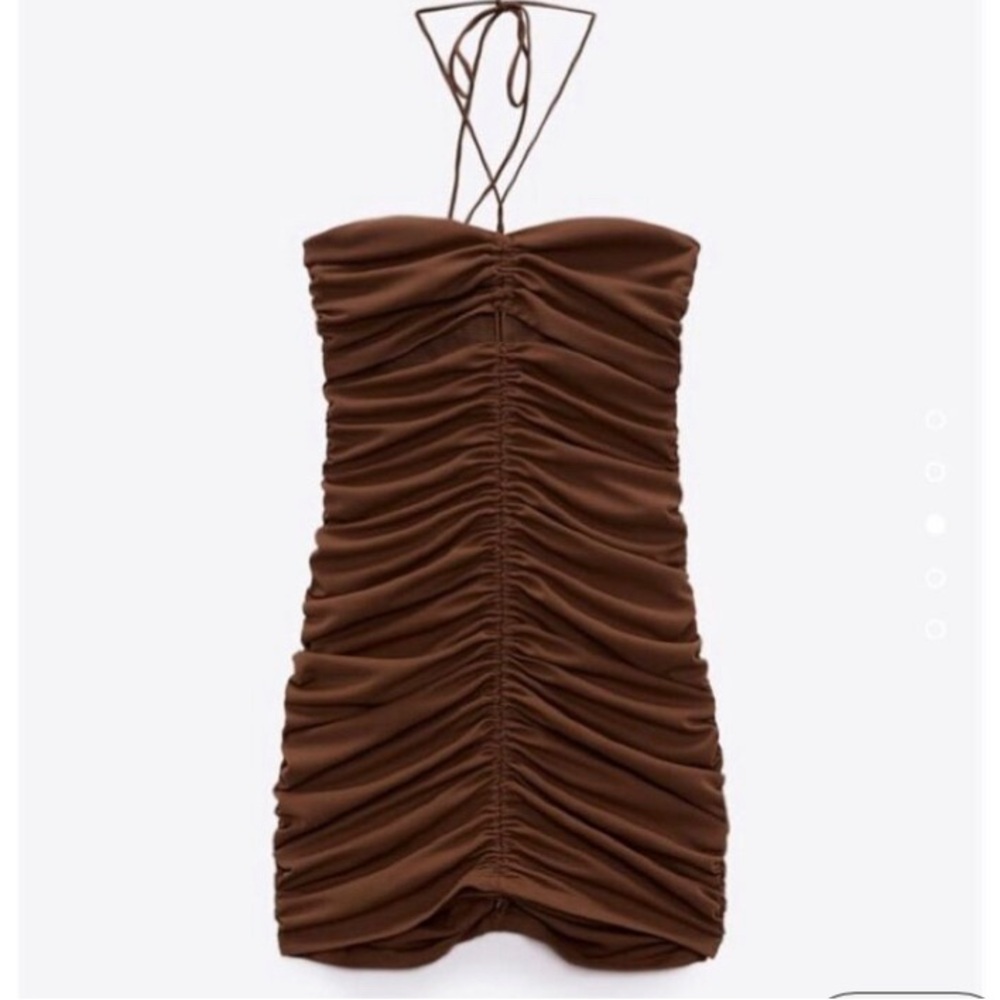 Zara Brown Halter Dress